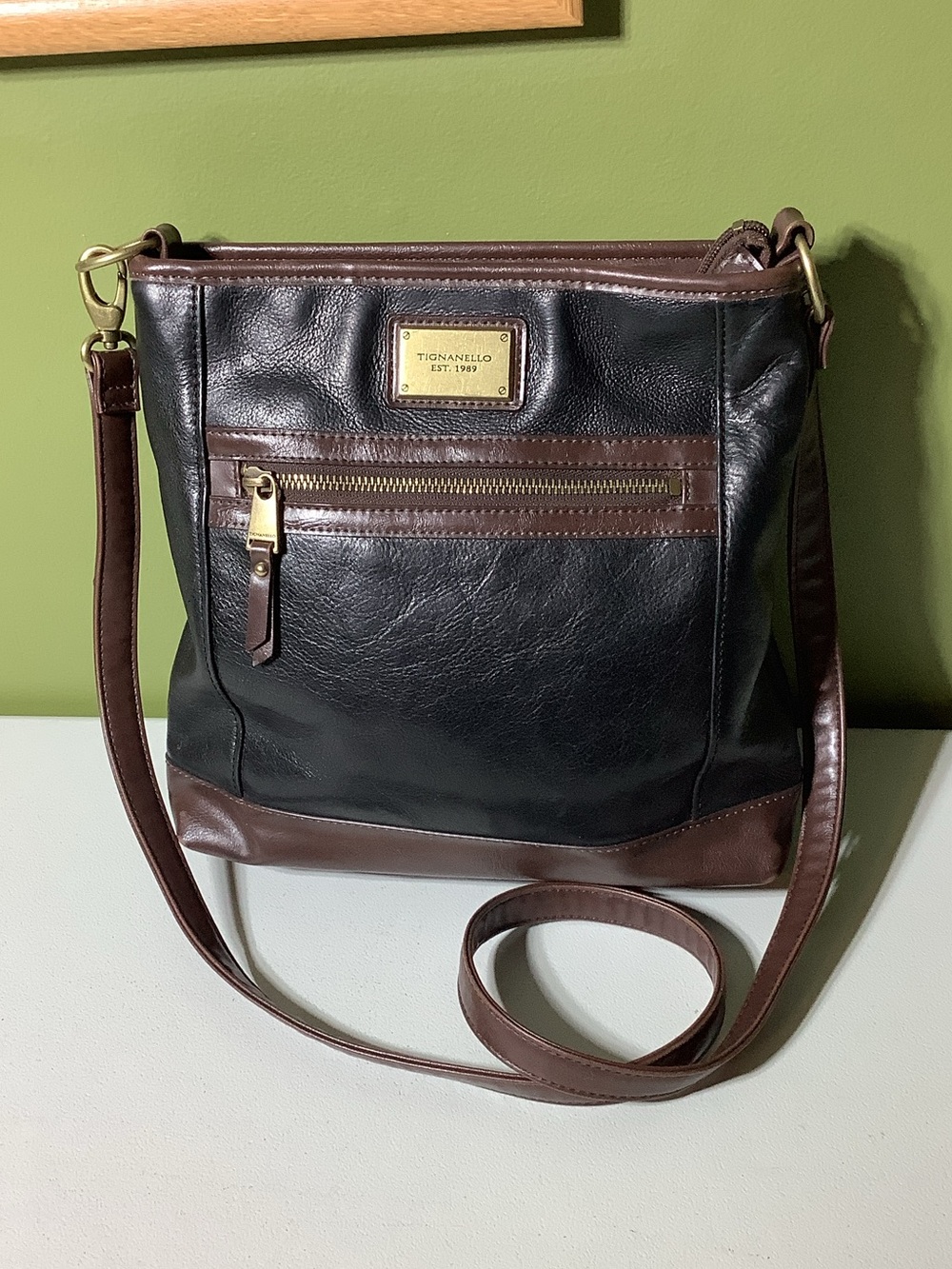 Tignanello black and brown leather bag